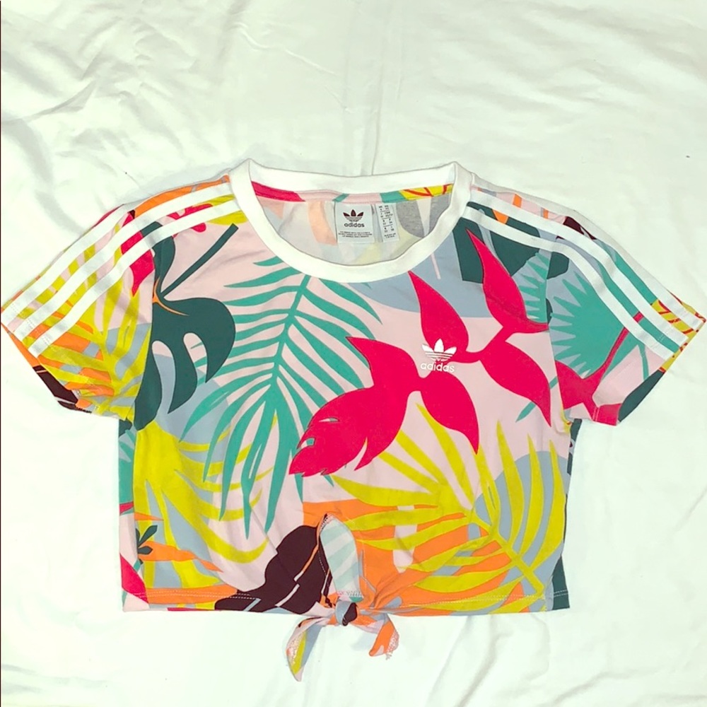 Adidas Originals Cropped T-shirt w/ Tie at Hem